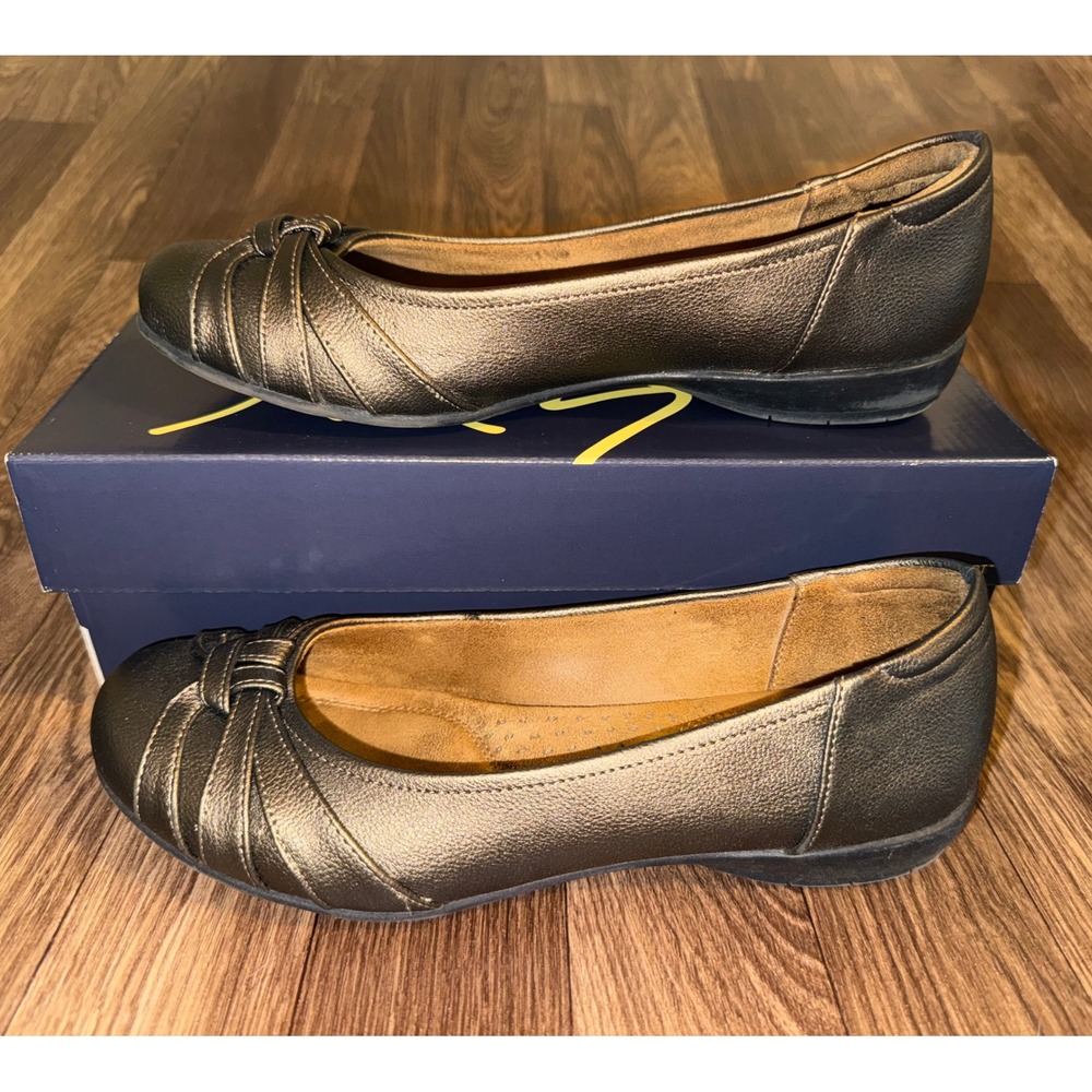 Natural Soul by Naturalizer Gift Ballet Flats Metallic Nickle Smooth Bronze 8M